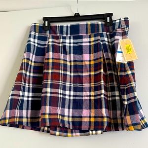 NWT Copper Key pleated plaid A line Mini skirt. Size XL (juniors) 100% cotton
